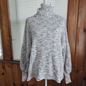Aerie Offline chunky knit oversized turtleneck sweater black white marl XS large